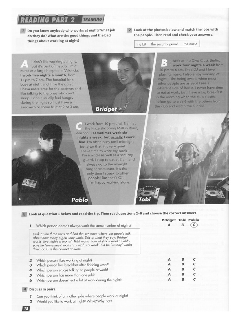 SB, p18 - Reading Part 2 | PDF