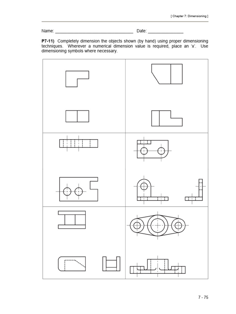 Dimensioning Techniques Practice Exercises PDF