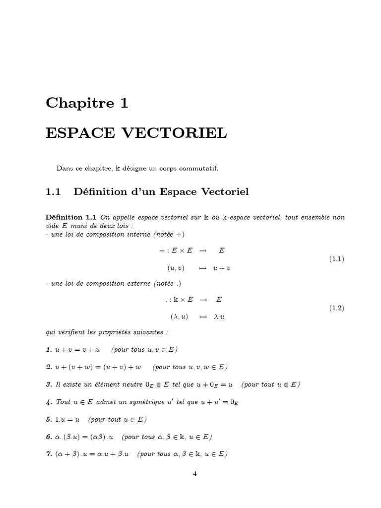 Espace Vectoriel et Sous-Espaces | PDF | Objets mathématiques ...