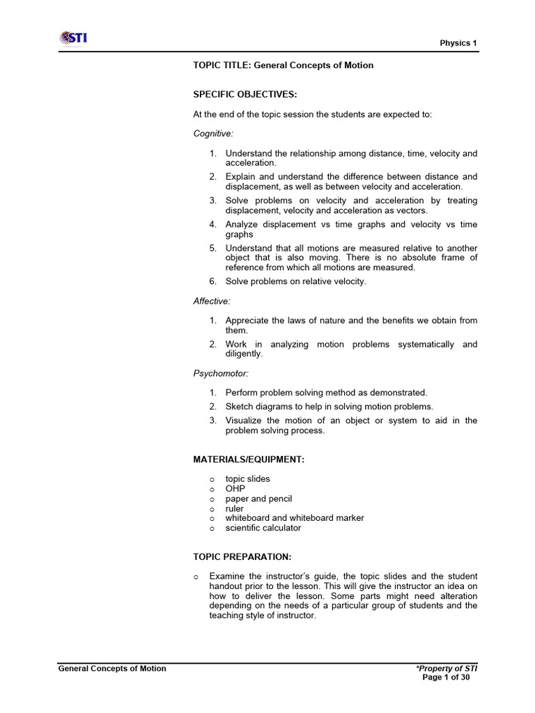 Concepts of Motion in Physics | PDF | Speed | Acceleration