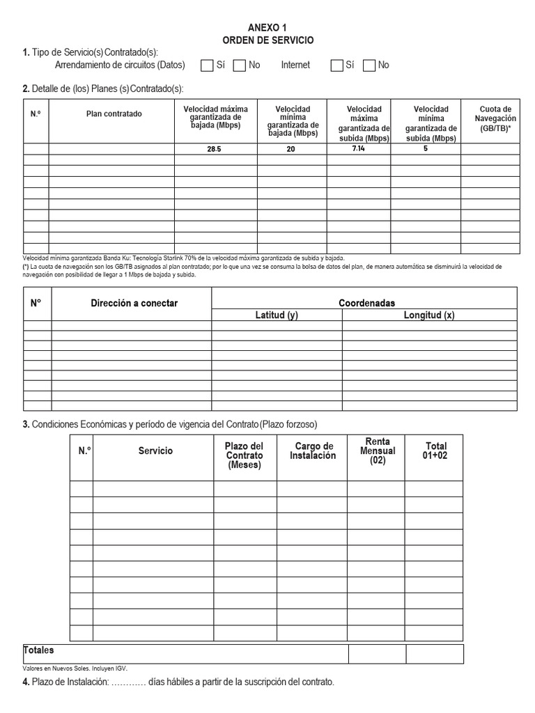 Anexo 1 - Orden de Servicio - Ibs - Kit + Servicio | PDF | Documento de ...