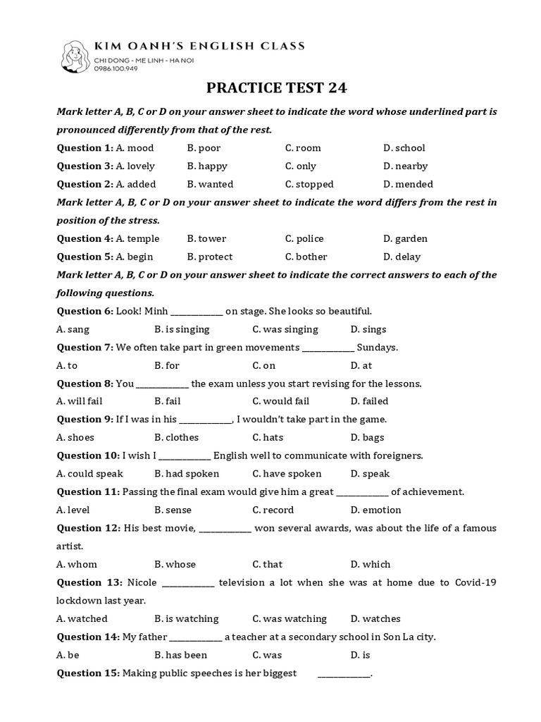 English Language Practice Test 24 | PDF | Password | Computer Security