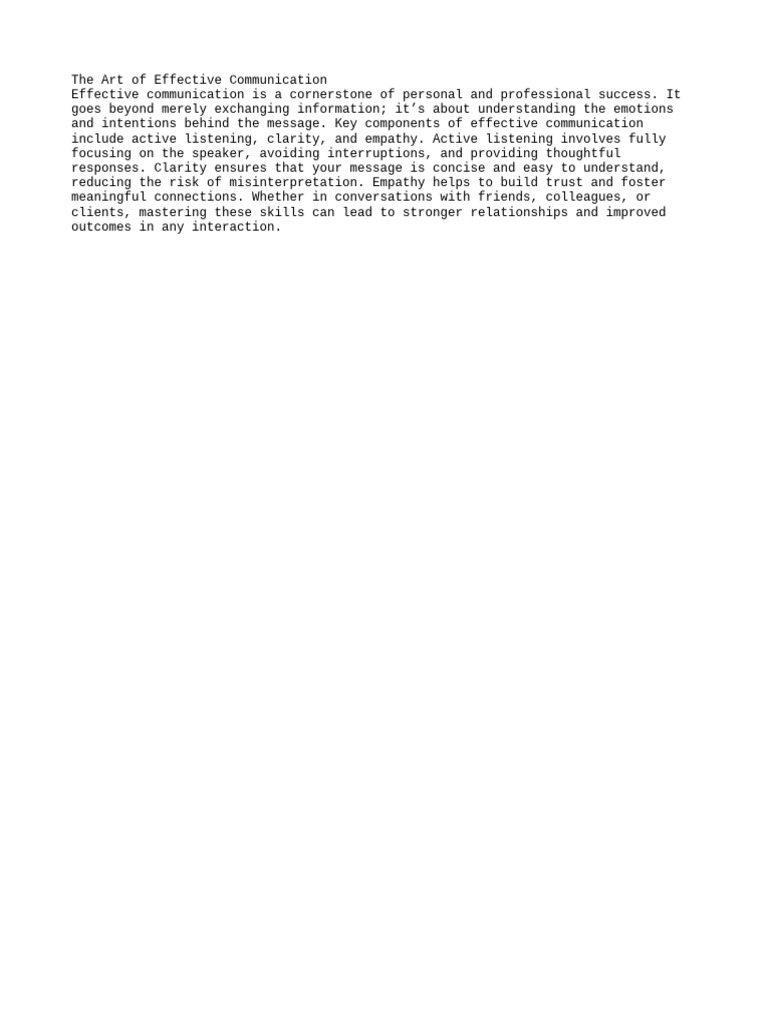 The Art of Effective Communication | PDF