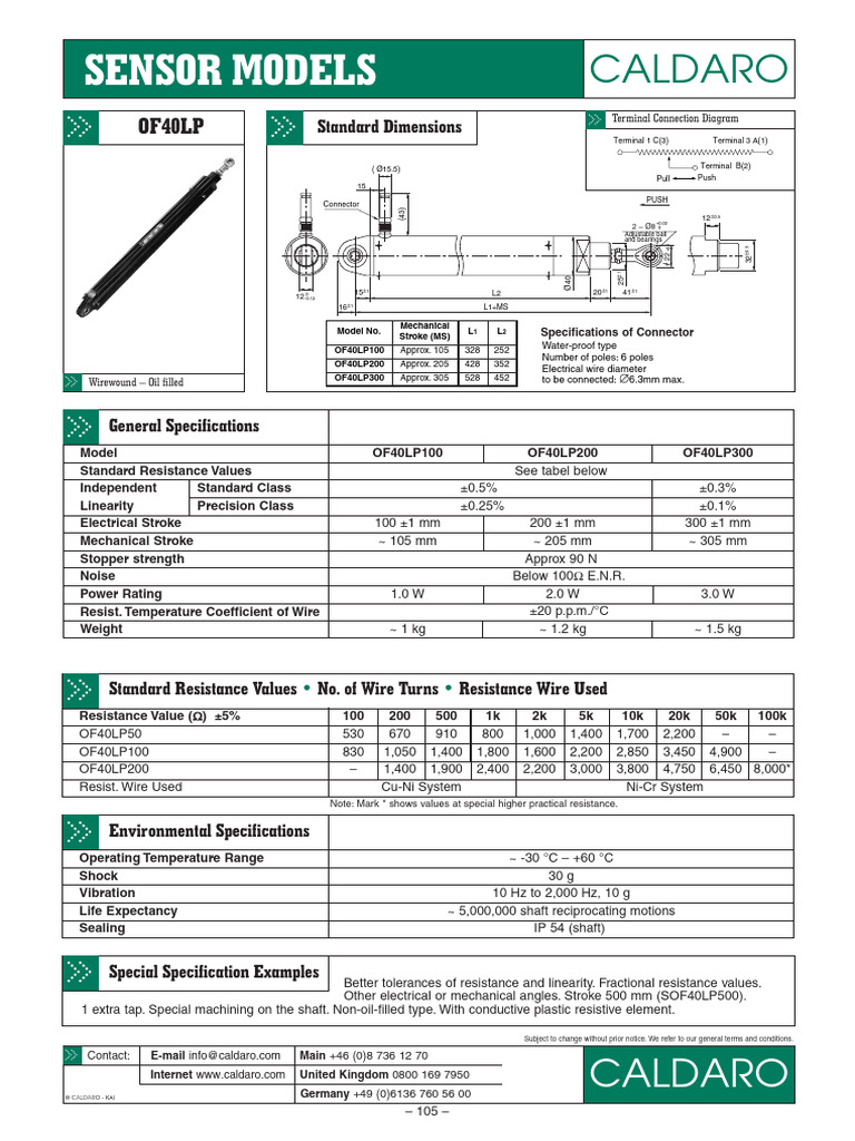 Oilfilled Linear Potentiometer | PDF | Electrical Resistance And ...
