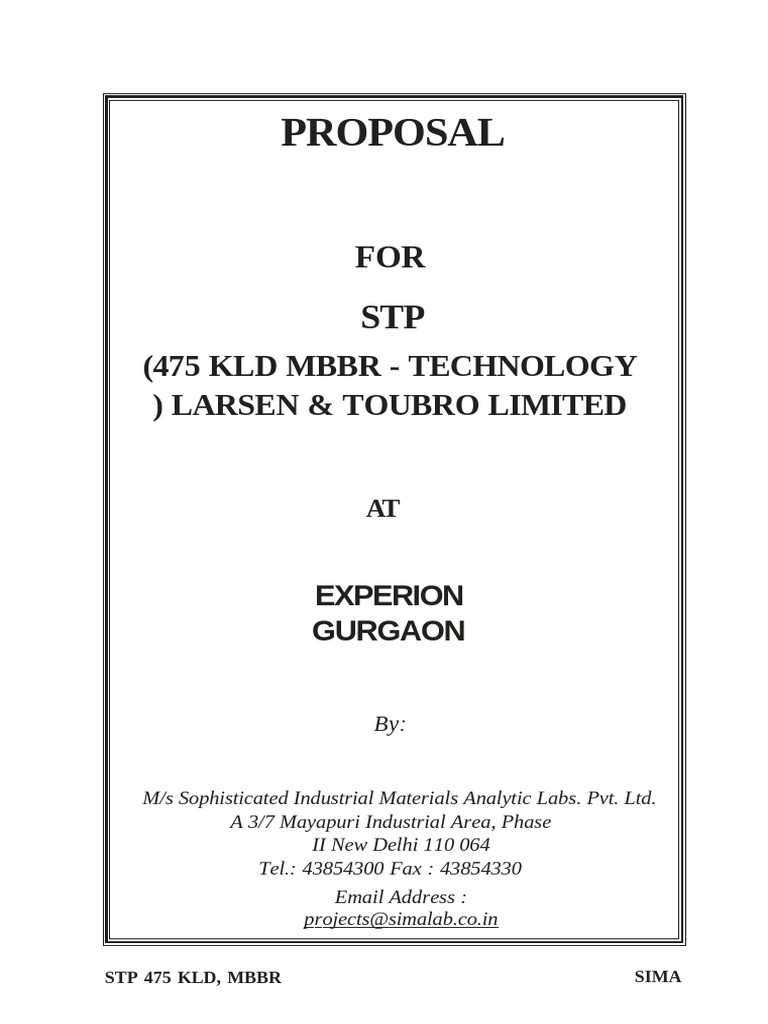 STP Proposal for 475 KLD MBBR Technology | PDF | Bacteria | Sewage ...