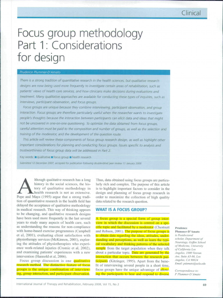 Designing Effective Focus Groups in Health Research | PDF | Focus Group ...