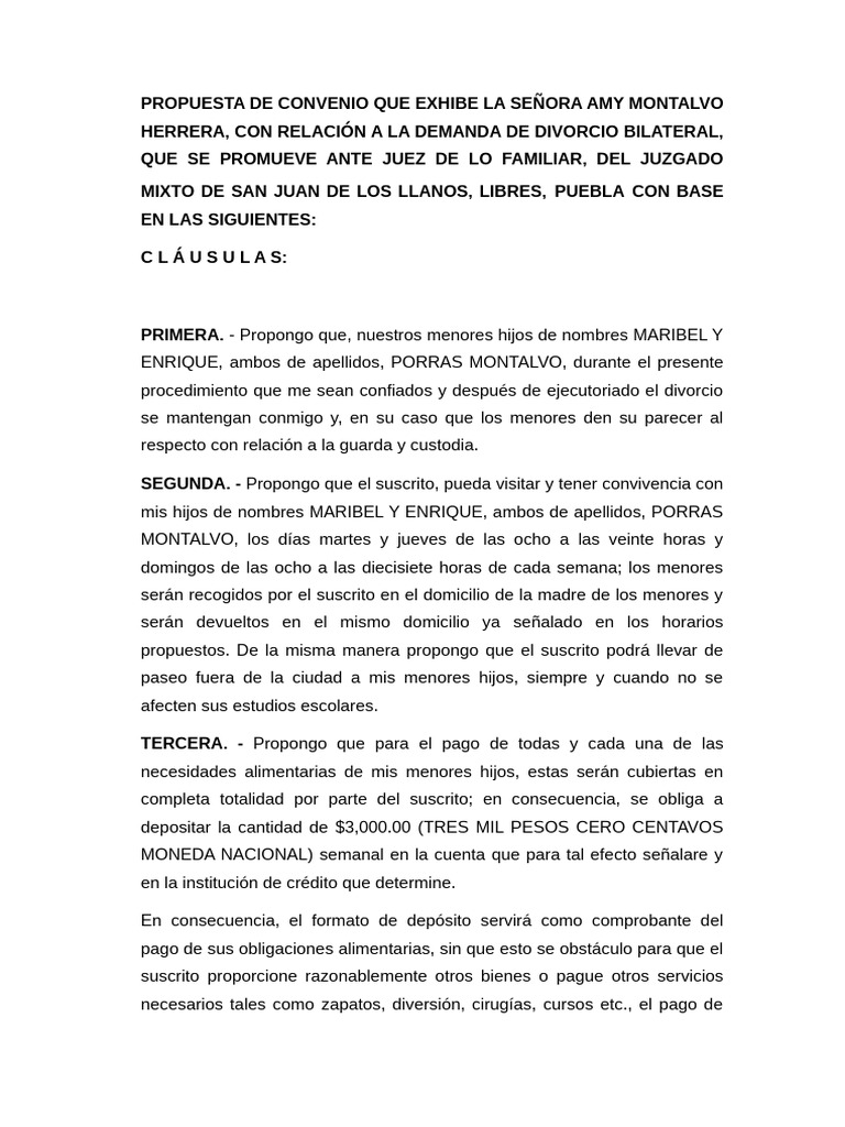 Convenio De Divorcio Incausado Ejemplos Y Formatos Wo Vrogue Co/hoja De ...
