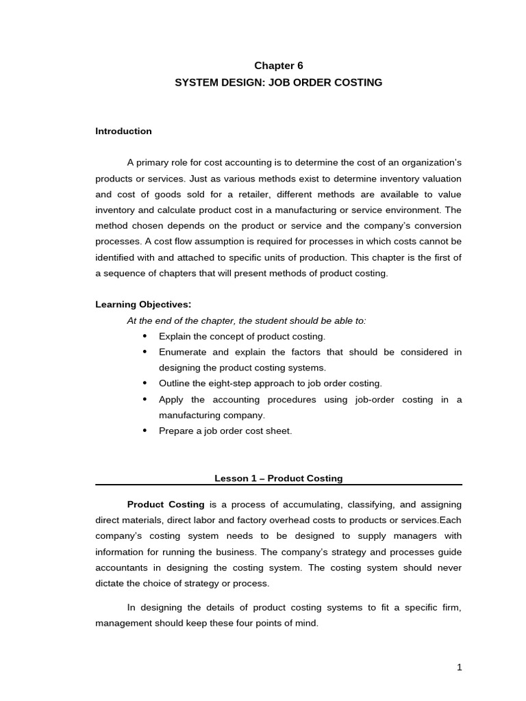 Chapter 6 Job Order Costing | PDF | Cost Of Goods Sold | Debits And Credits
