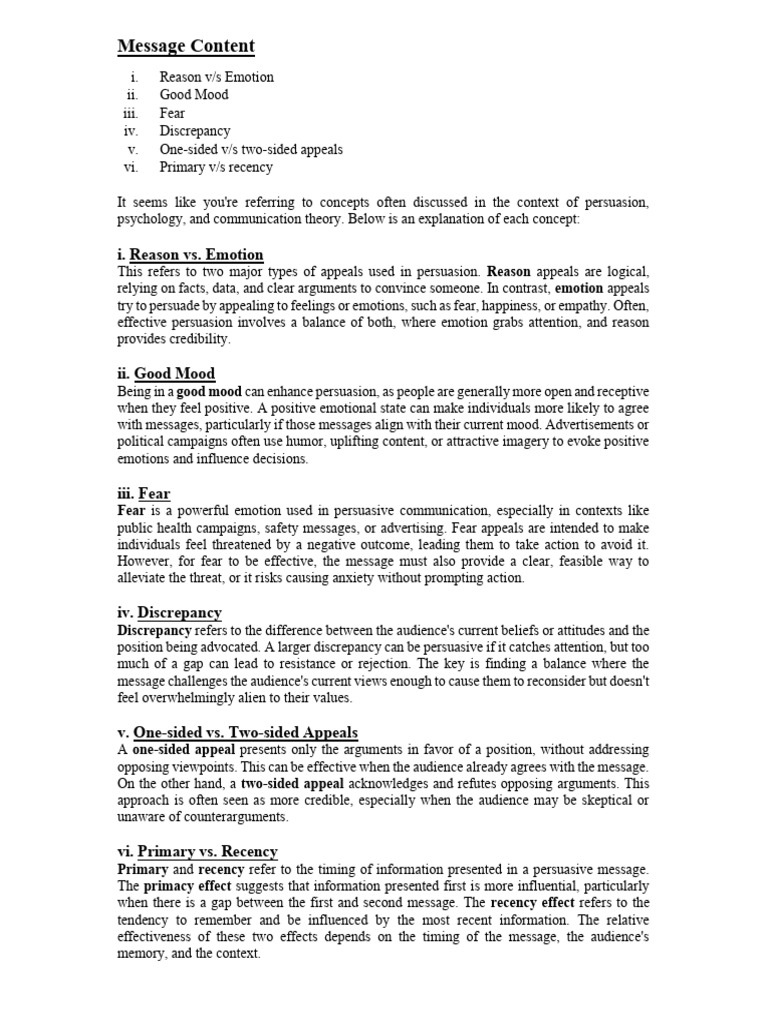 Message Content | PDF | Persuasion | Emotions