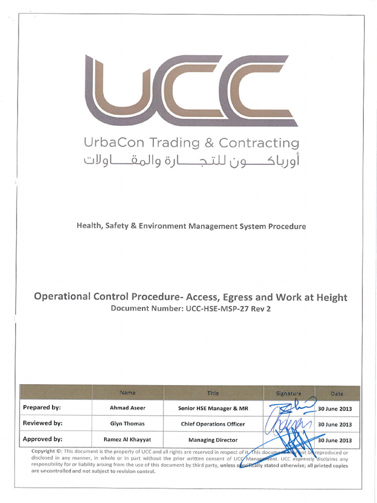 Access, Egress and Work at Height | PDF