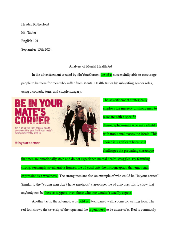 Hayden Rutherford Ad Analysis (1) | PDF | Stereotypes | Human Communication