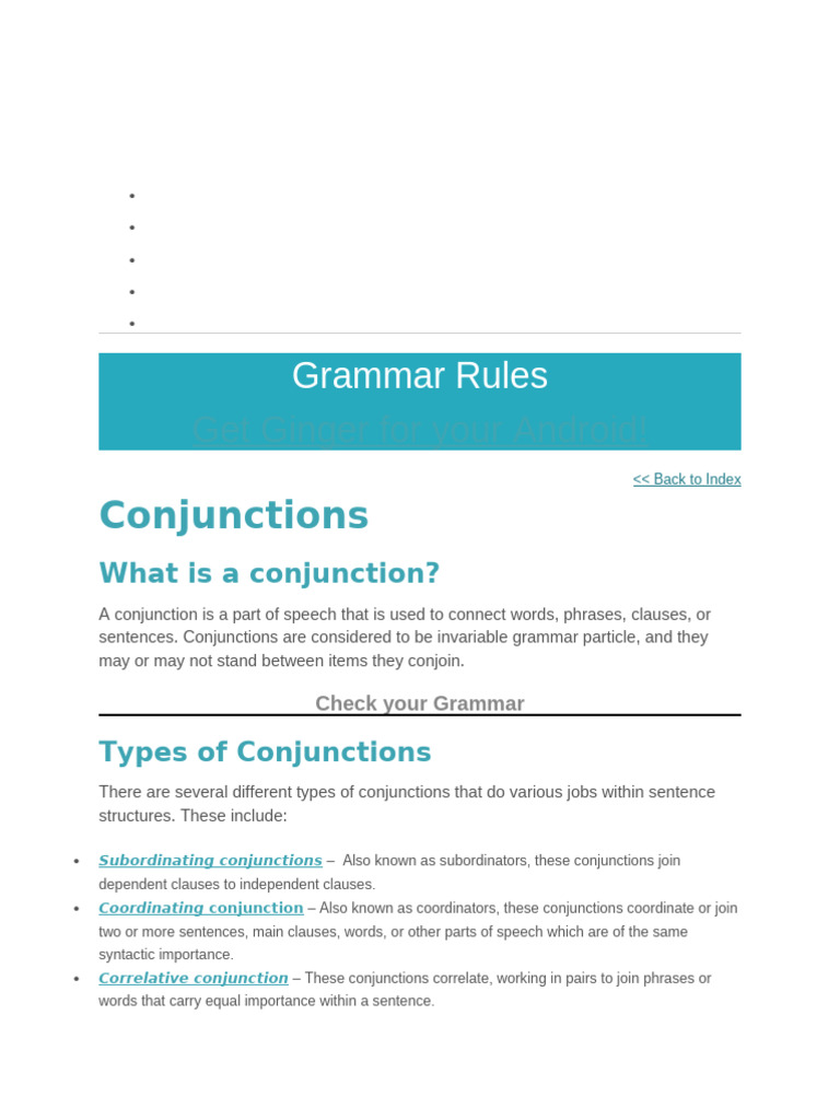 Understanding Conjunctions in Grammar | PDF