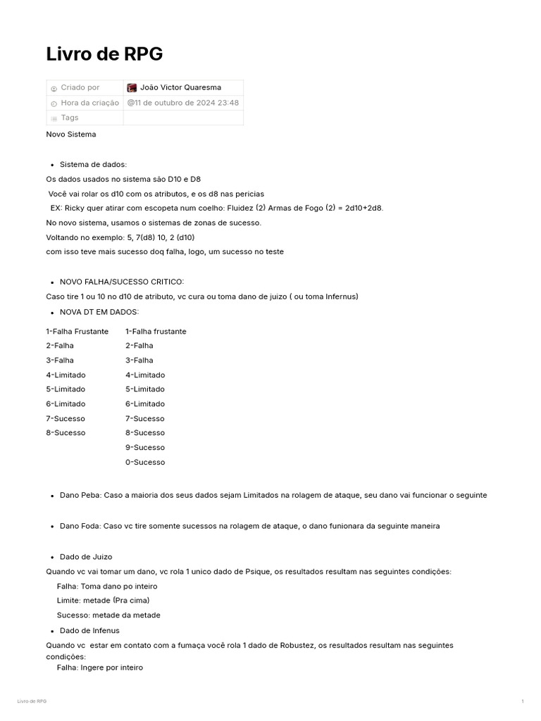Sistema de RPG: Regras e Mecânicas | PDF | Jogos de RPG