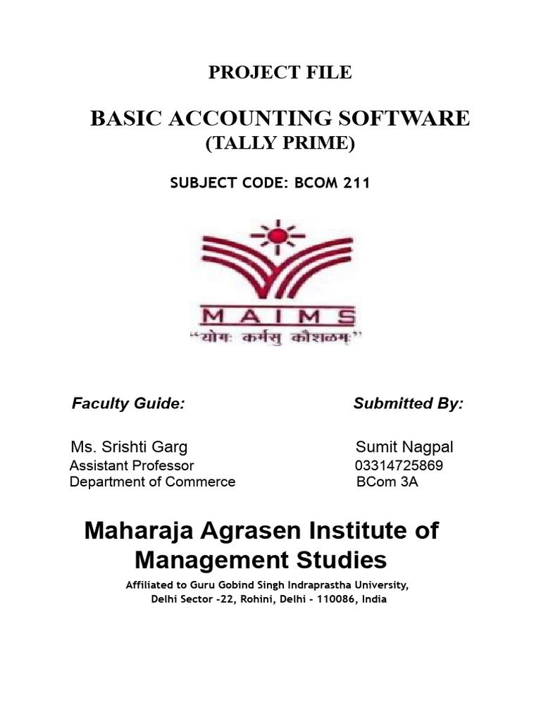 Project File Index for Tally Prime | PDF
