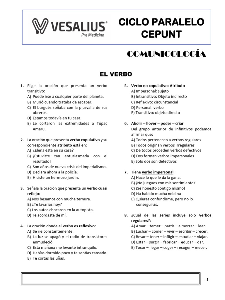 Com. (00) El Verbo 29-12-23 | PDF | Verbo | Sintaxis