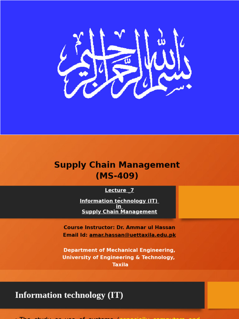 IT's Role in Supply Chain Management | PDF | Internet Of Things | Logistics