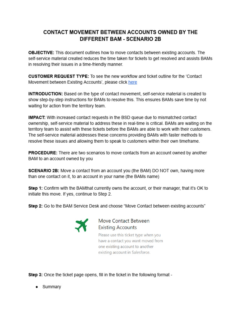 Scenario B - Contact Movement For Account Owned by Other BAM | PDF