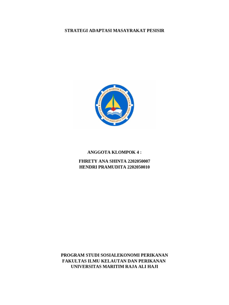 Strategi Adaptasi Masyarakat Pesisir | PDF