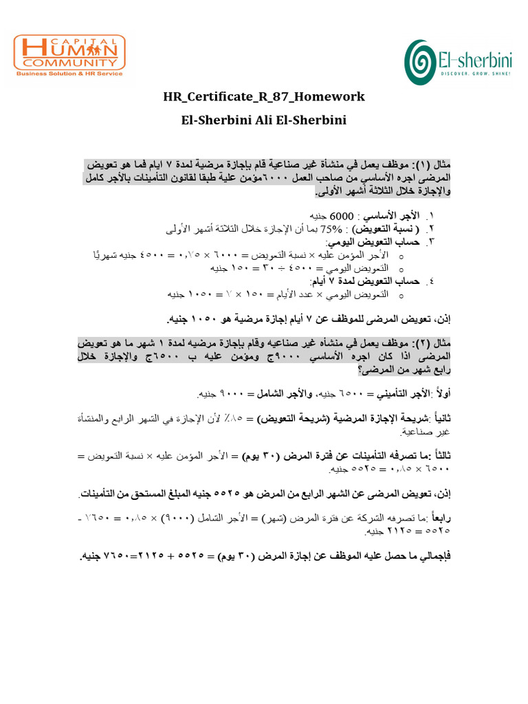 HR Certificate R 87 Homework (1) Elsherbini - 2 | PDF