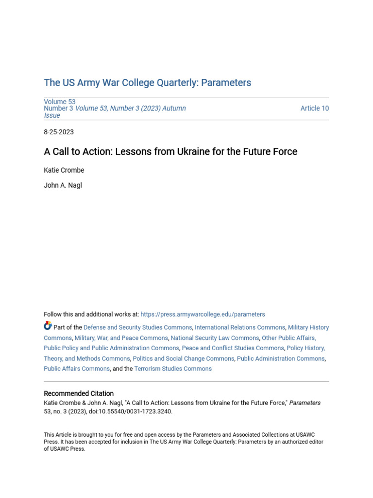 A Call To Action - Lessons From Ukraine For The Future Force | PDF ...