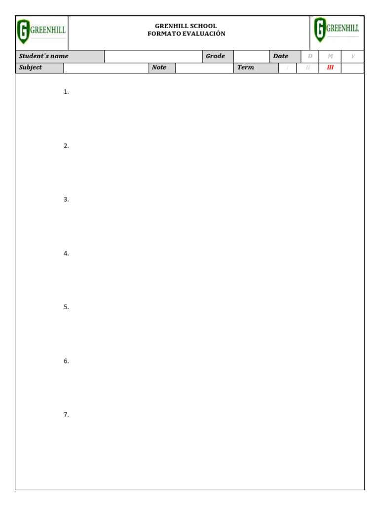 Evaluación Final Math III Term Grade 4º | PDF