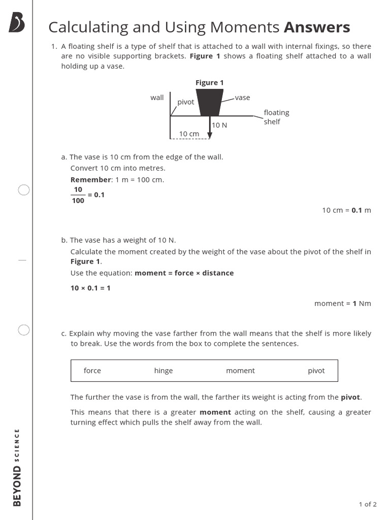 Moments Calculation and Explanation Guide | PDF | Lever | Door