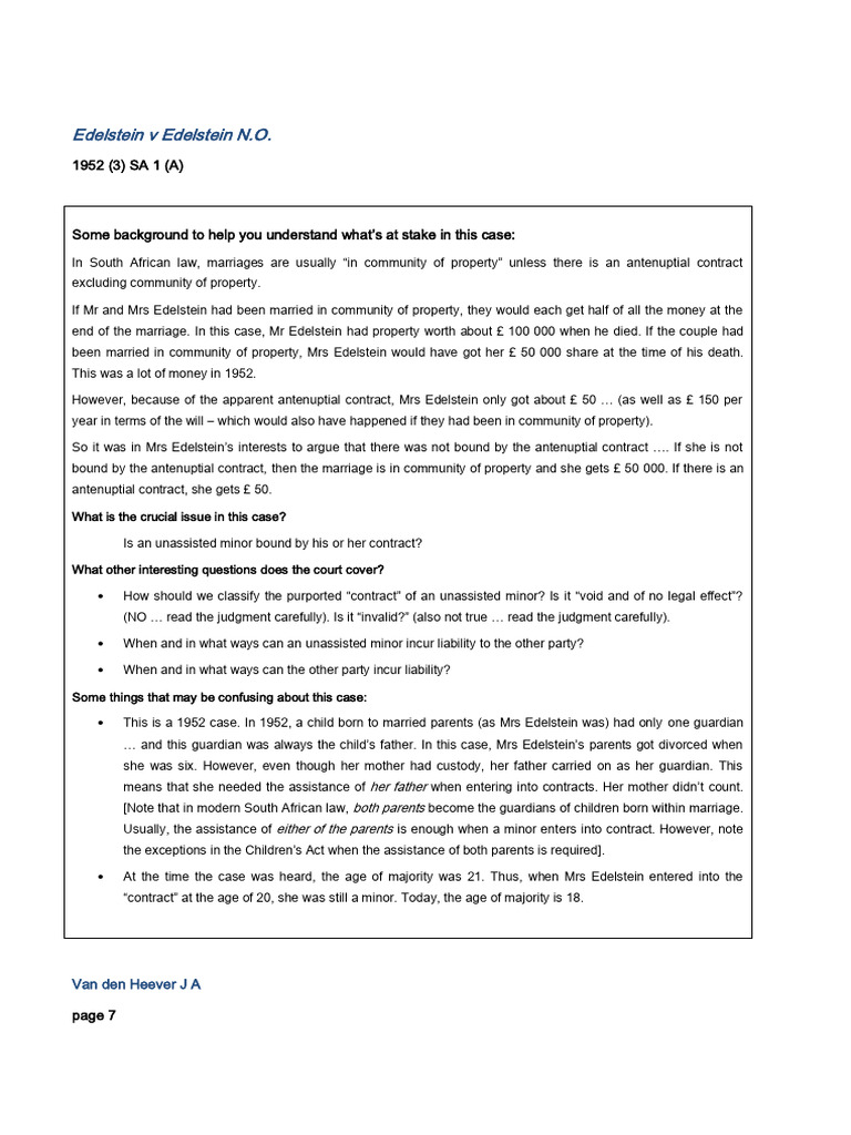 Edelstein v Edelstein Case Summary | PDF | Child Custody | Civil Law ...