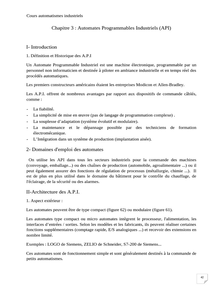 Automates Programmables Industriels (API) | PDF | Programme ...