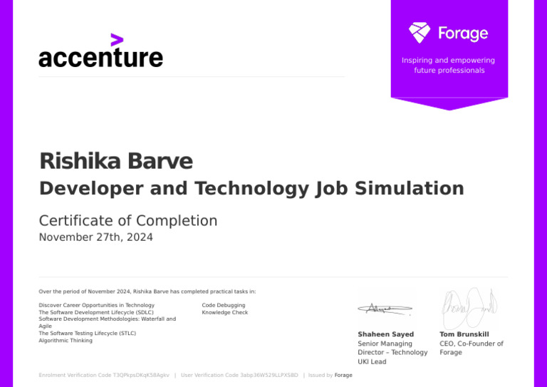 Forage Certificate: Rishika Barve Completion | PDF