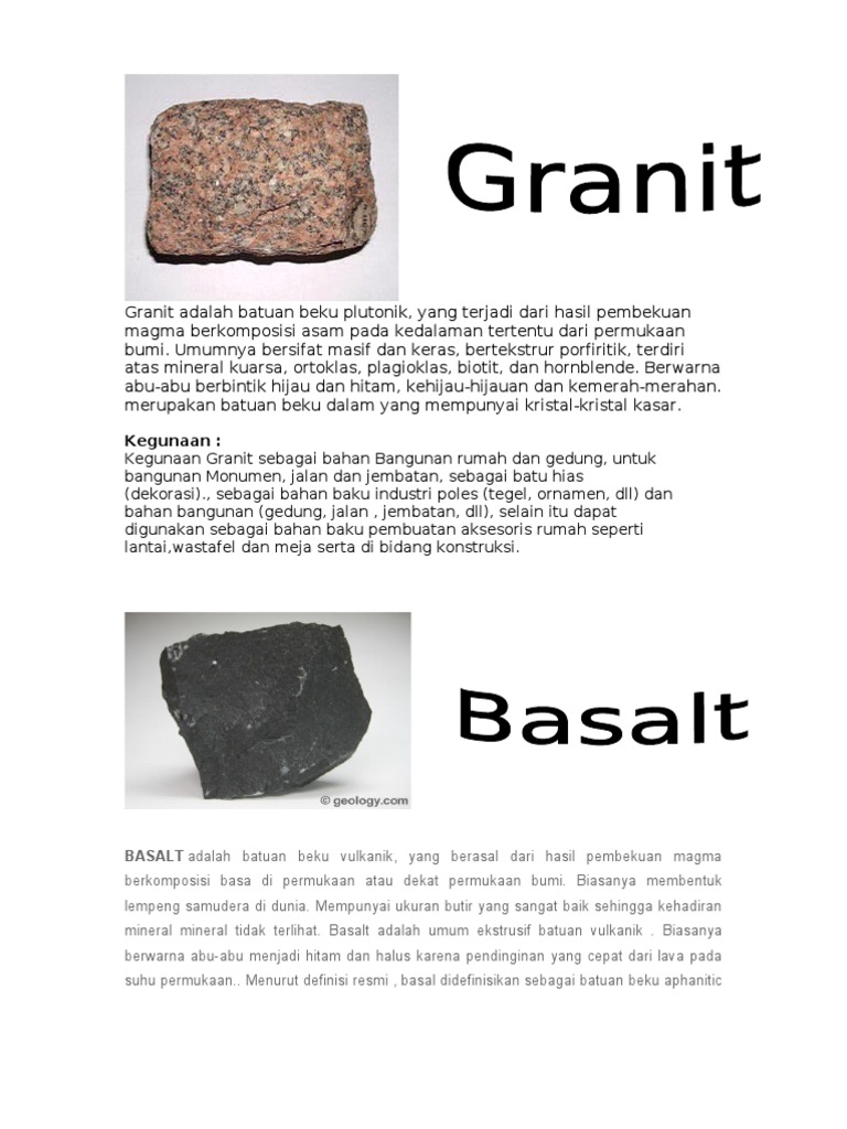 Granit Adalah Batuan  Beku  Plutonik