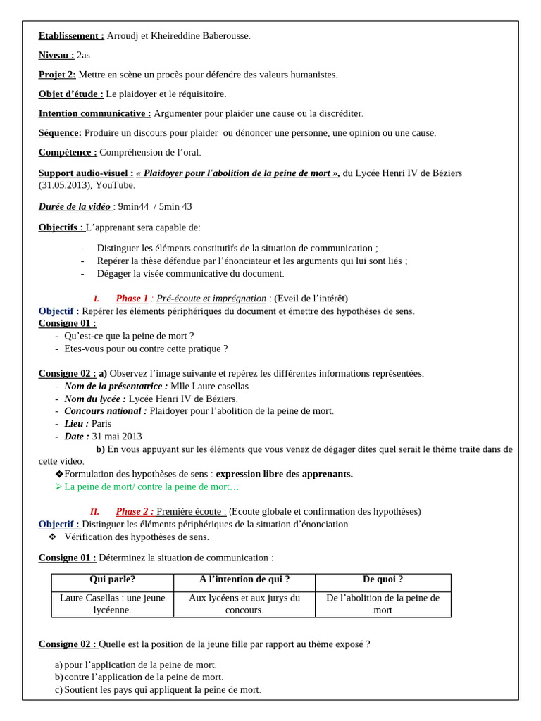 Plaidoyer contre la peine de mort | PDF | Peine capitale