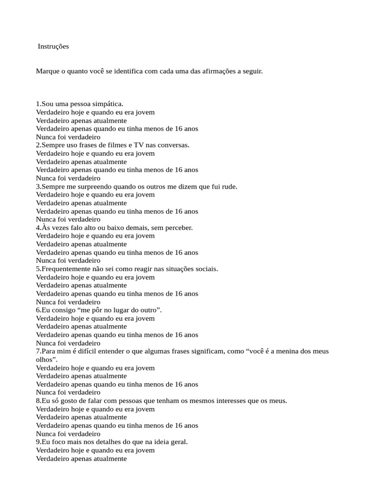 Escala RAADS R | PDF