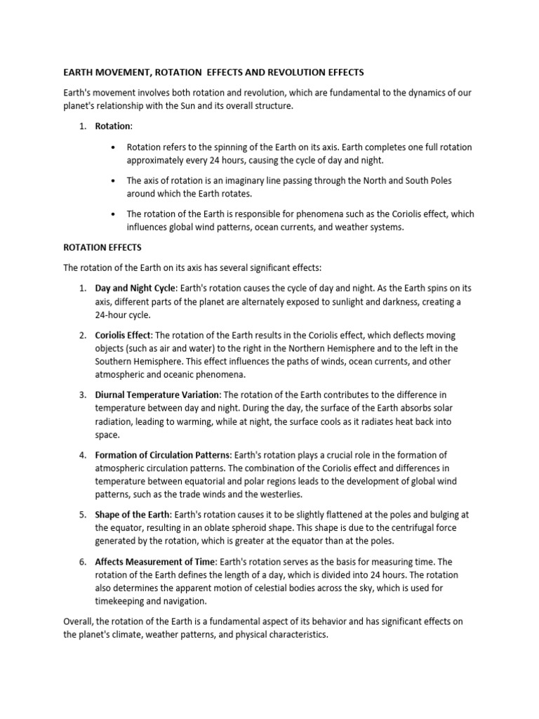 Earth Rotation and Revolution Effects | PDF | Earth | Rotation