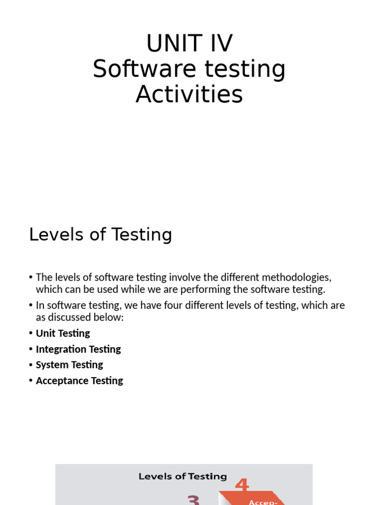 Software Testing Levels and Debugging Guide | PDF | Software Testing ...