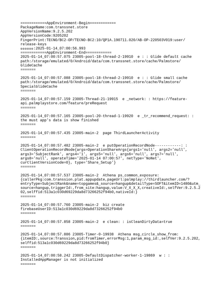 App Environment Log for Palm Store | PDF | Computing | Software