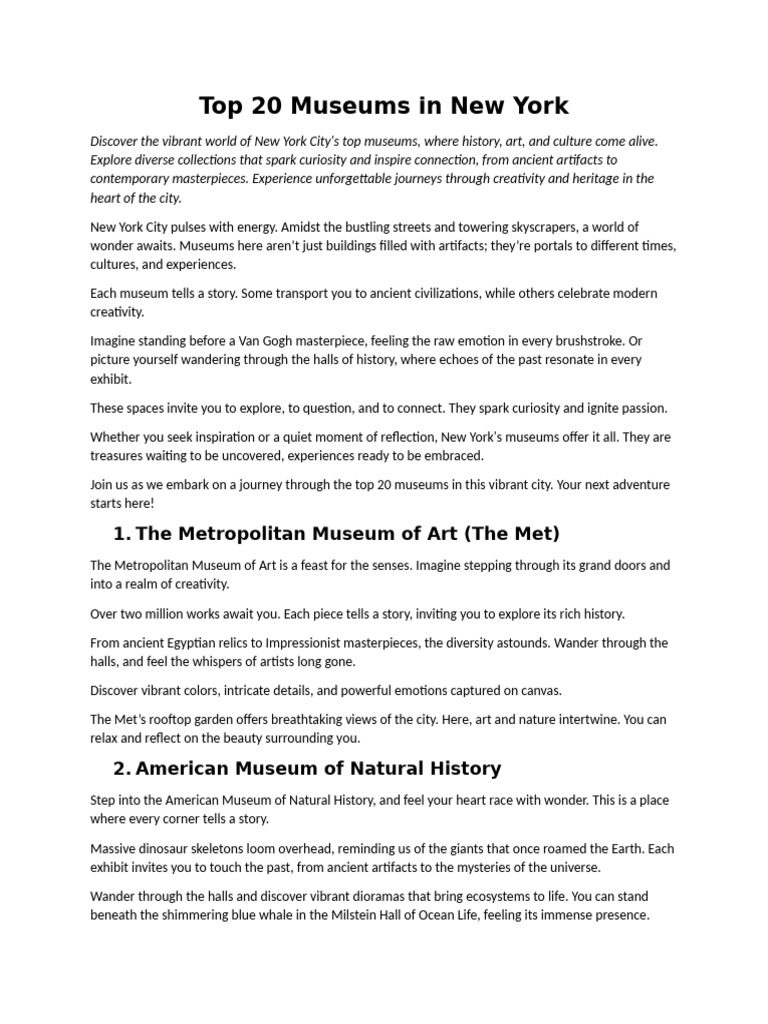 Top 20 Museums in New York | PDF | Museum | Fashion