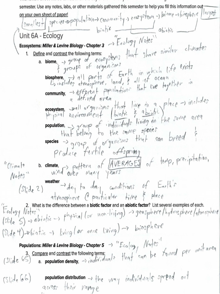 Semester 2 Final Review Guide Key | PDF