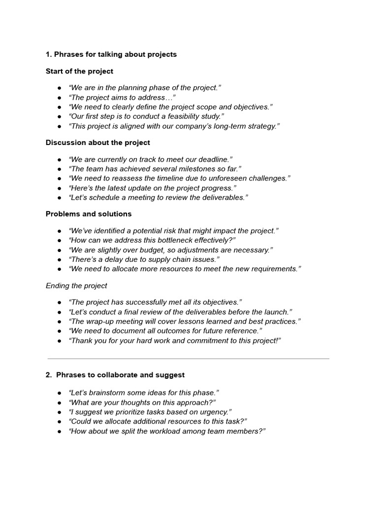 Project Management Phrases | PDF