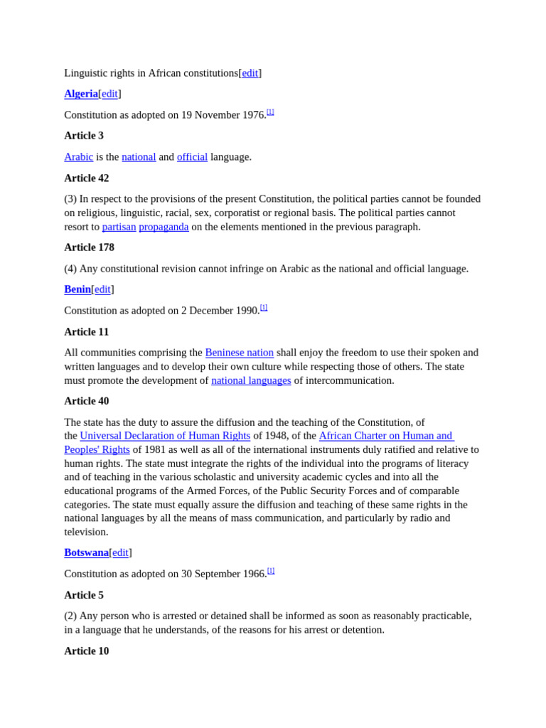 Linguistic Rights in African Constitutions | PDF | Detention ...