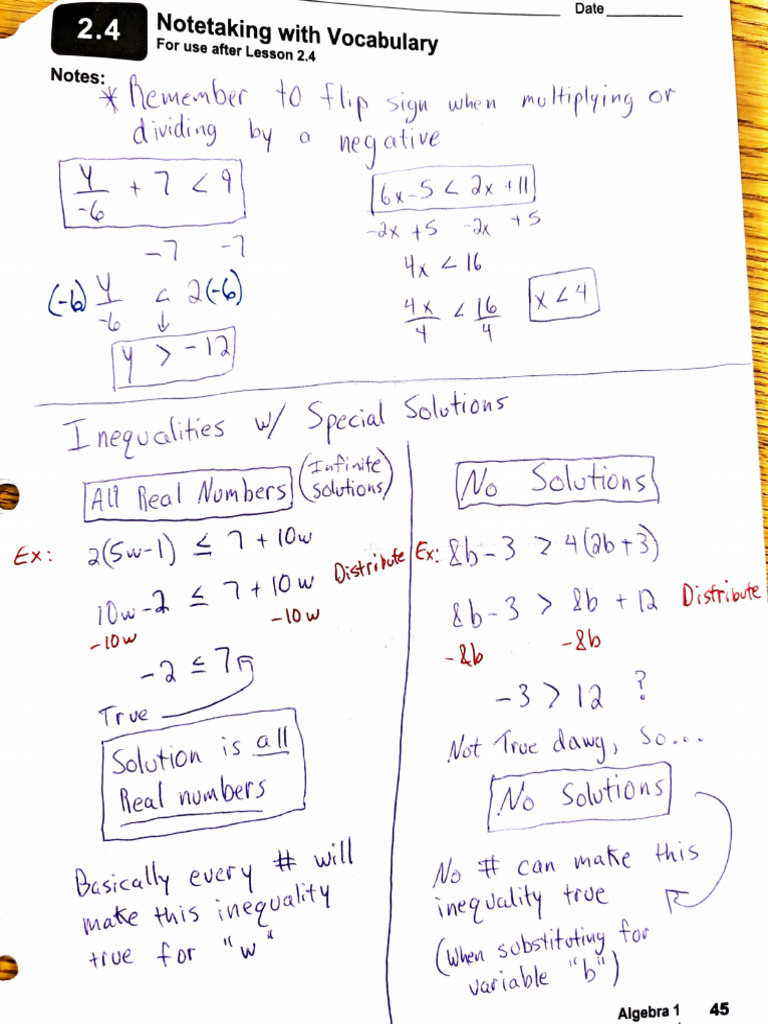 2.4 Multi-Step Inequalities Notes | PDF