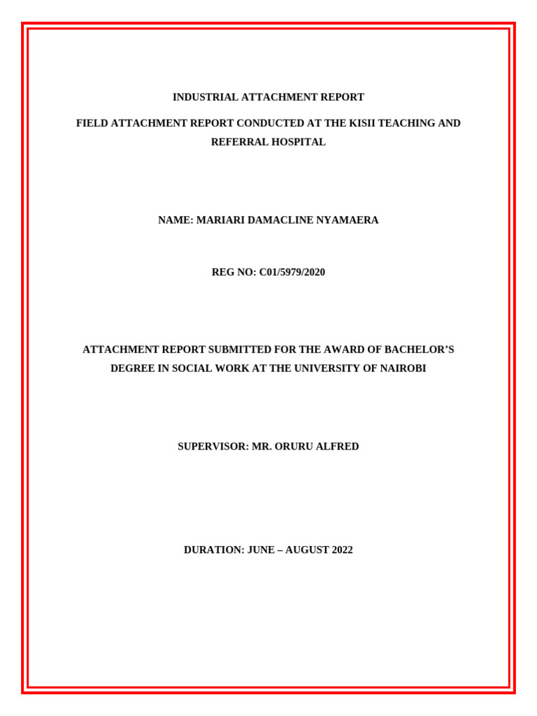 Industrial Attachment Report | PDF | Medicine | Health Care