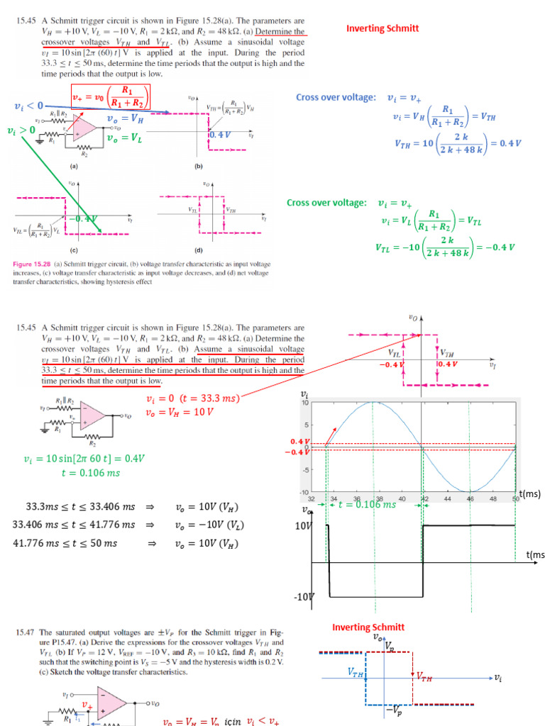 Inverting Schmitt Trigger Analysis | PDF | Electrical Engineering ...