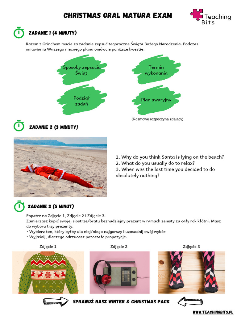 Christmas Oral Matura Exam | PDF
