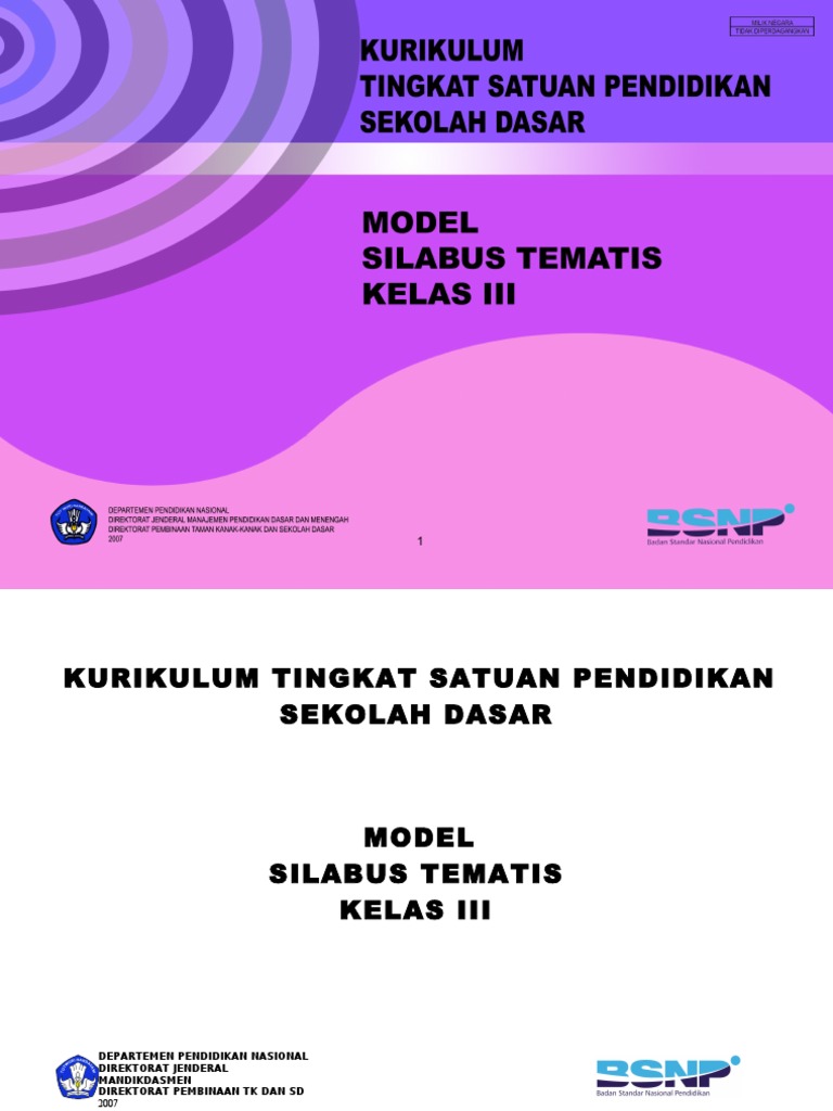 SILABUS TEMATIK KELAS 3 SD