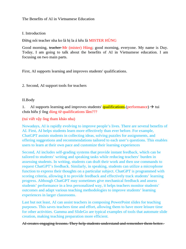 AI Enhancements in Vietnamese Education | PDF | Teachers | Artificial ...