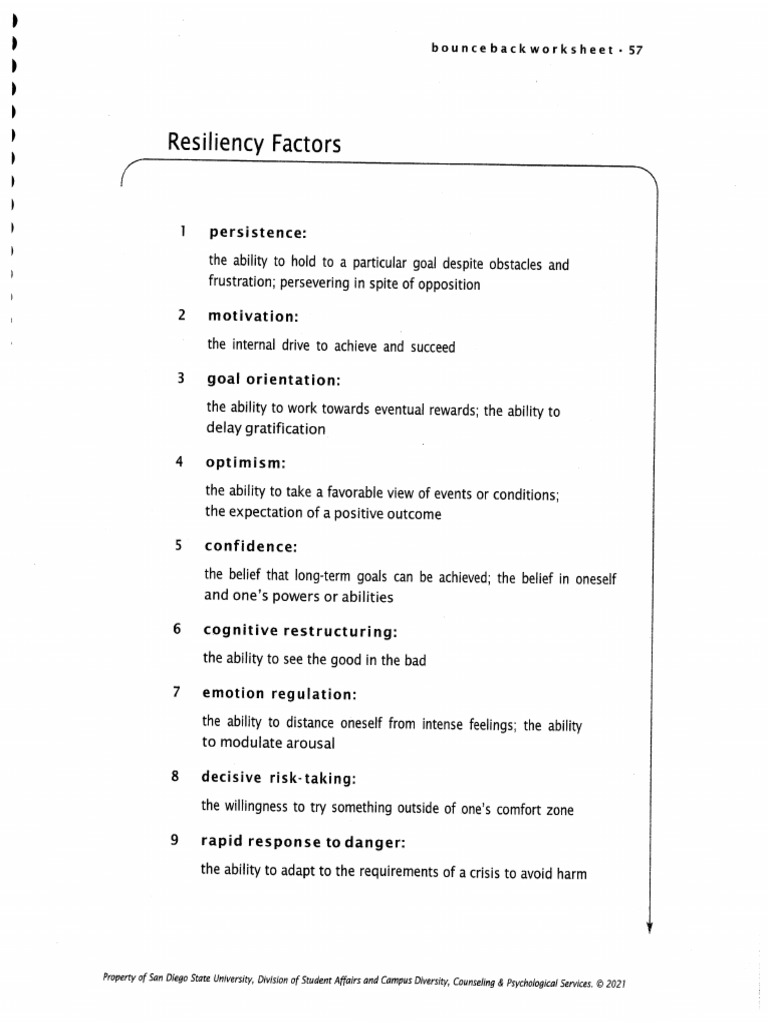Resiliency Factors | PDF