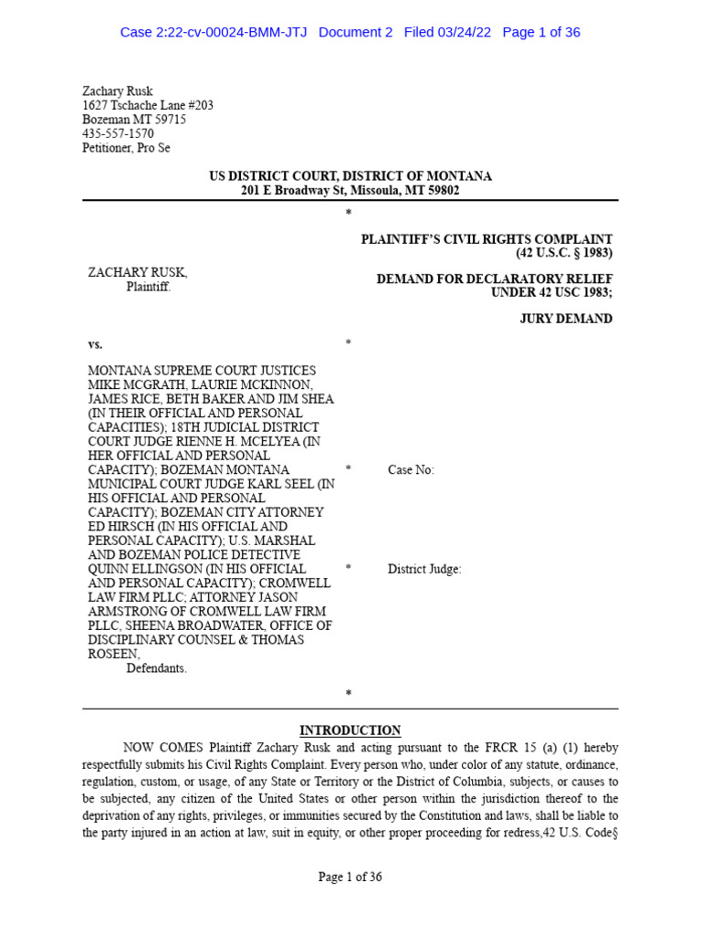 Part 3 of 7 Rusk V Utah and Montana | PDF | Restraining Order | Justice