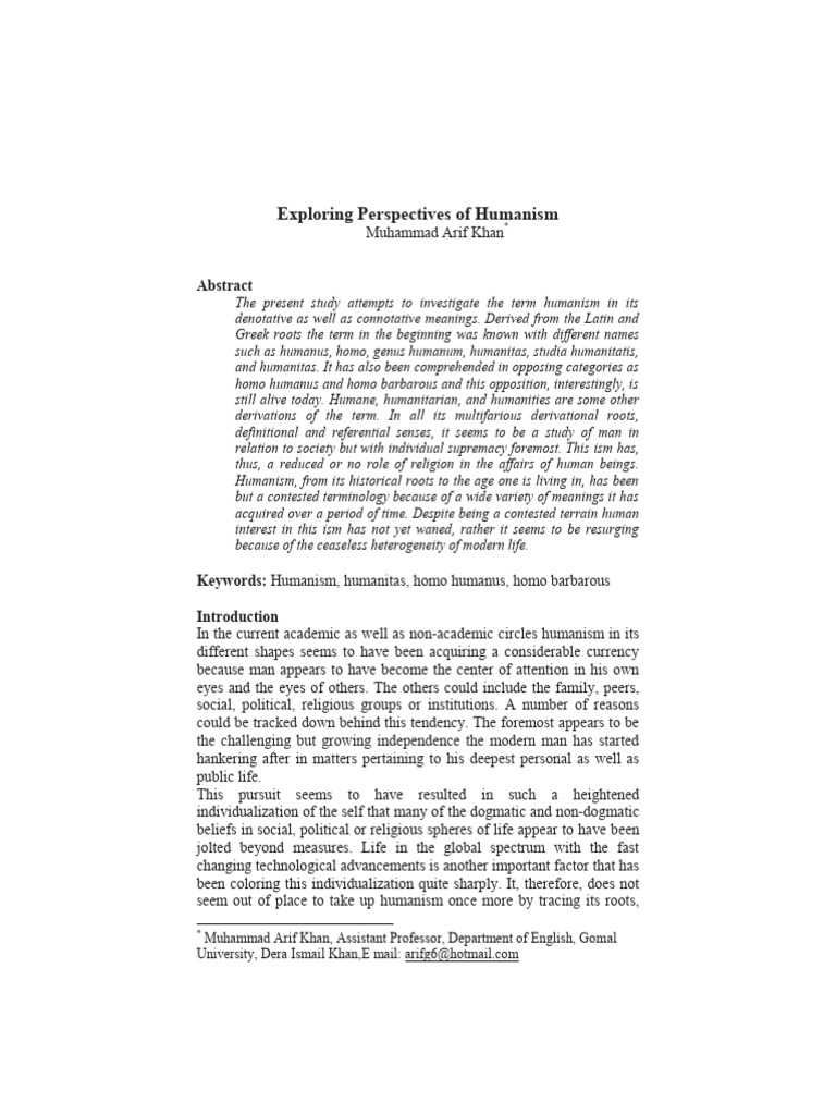 Exploring Perspectives of Humanism | PDF | Humanism | Reason