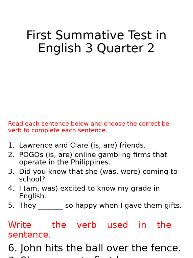 First Summative Test in English 3 Quarter 2 | PDF