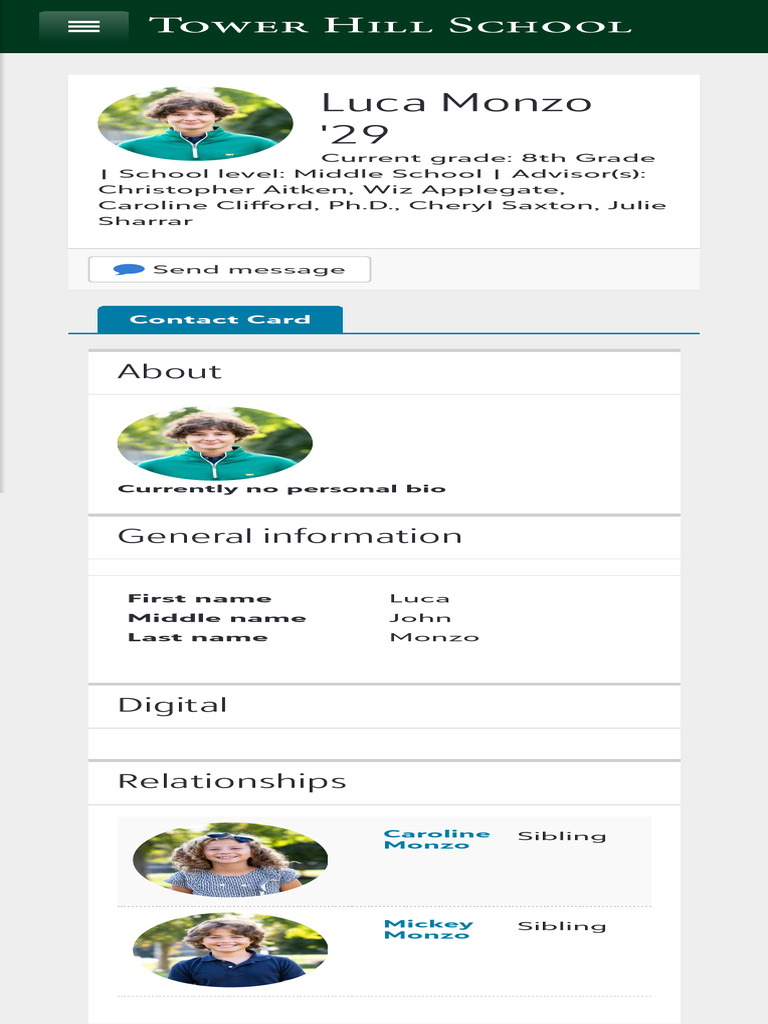 Luca Monzo - 8th Grade Student Profile | PDF